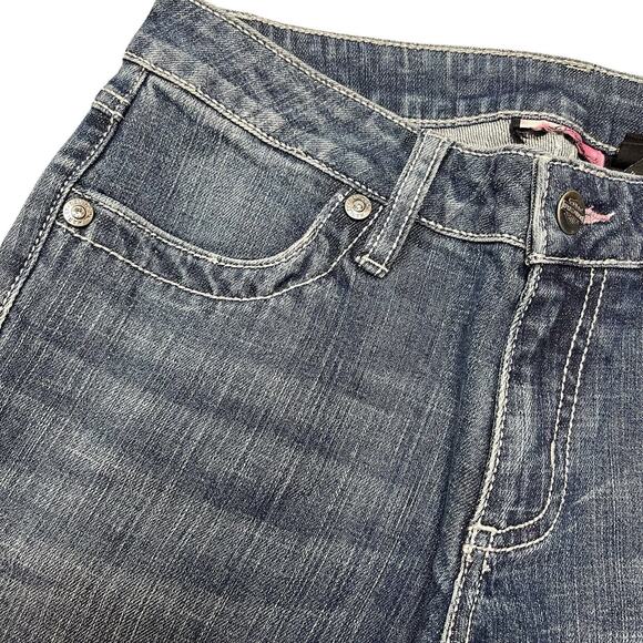 Harley Davidson Motorcycles Blue Jeans Size 4 Vintage Bling Sewn Biker Girl - Picture 4 of 11